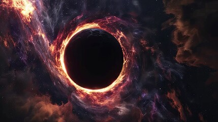Wall Mural - majestic cosmic black hole engulfed in fiery nebula