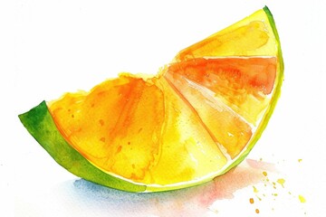 Poster - A vibrant watercolor painting of a slice of orange. Perfect for food and beverage designs
