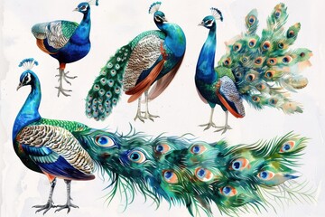 Poster - A group of peacocks standing together. Perfect for nature-themed designs