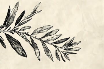 Wall Mural - Detailed black and white drawing of a plant, suitable for botanical designs