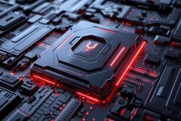 Aufkleber - Detailed view of a computer motherboard. Perfect for technology-related projects