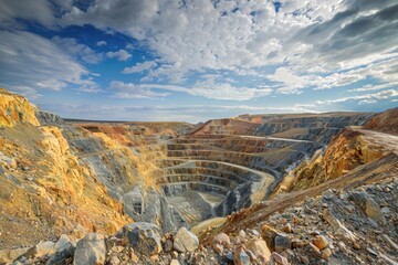 Aufkleber - A large open pit in the middle of a mountain, suitable for industrial and mining concepts