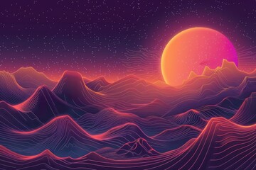 Aufkleber - Beautiful sunset over a majestic mountain range. Perfect for nature and landscape themes