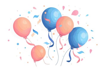 Poster - A festive bunch of balloons with ribbons and confetti, perfect for celebrations and parties