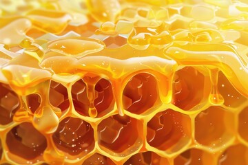 Wall Mural - Close up of honeycomb filled with honey, perfect for food and nature concepts