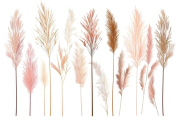 Poster - Various vibrant plants displayed on a clean white background. Ideal for botanical themes or interior design concepts