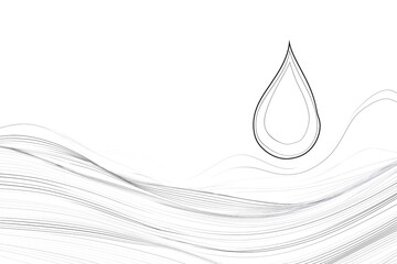 Water drop with black lines isolated  on a transparent background