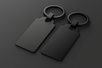 Poster - Two black keychains placed on a table, suitable for various concepts and designs