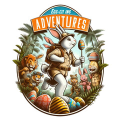 Wall Mural - rabbit adventure funny easter animal