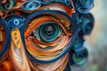 Poster - Detailed paper sculpture of a man's face, ideal for creative projects
