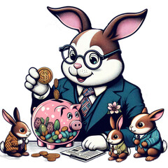 Wall Mural - financier rabbit funny easter animal