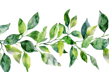 Aufkleber - Green leaves painted in watercolor, suitable for nature themes