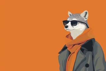 Aufkleber - A fashionable dog wearing sunglasses and a scarf. Perfect for pet-related designs