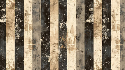 Poster - Aged beige and brown vertical striped pattern with a grungy, weathered texture