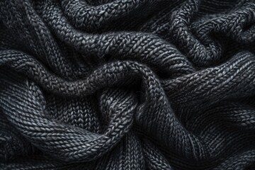Poster - A close up of a black knitted blanket, perfect for cozy home decor