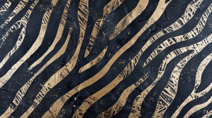 Aufkleber - Elegant abstract pattern with metallic gold stripes and textures on a dark backdrop