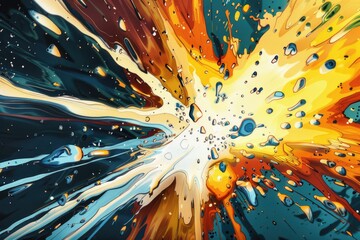 Poster - Colorful burst of paint on a dark backdrop, versatile for various design projects