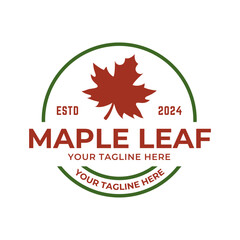 Maple leaf vector logo. Forest and wood symbol sign. Nature tree logo.