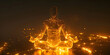 © Mohsin - A man in a meditation pose with orange flames around his chest. Pose peace energy aura chakra yoga silhouette meditation spiritual,
