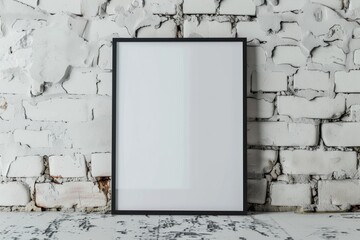 Poster - Picture frame leaning against a brick wall. Ideal for interior design projects