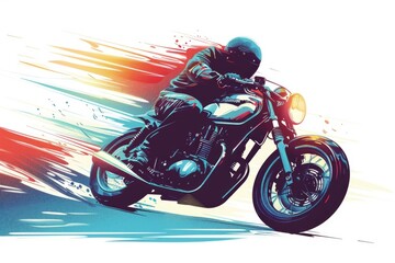 Canvas Print - A man riding on the back of a motorcycle, suitable for transportation concepts