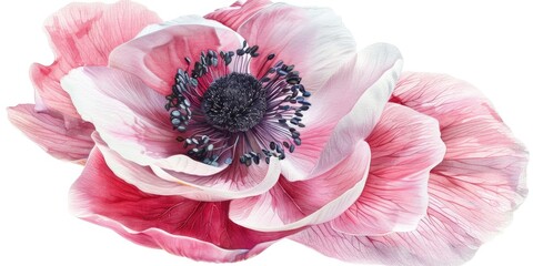 Poster - Close up of a beautiful pink flower on a plain white background. Perfect for various design projects