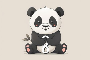 Aufkleber - Cute cartoon panda bear sitting on the ground, suitable for various design projects