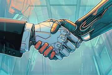 Poster - Close up image of two people shaking hands. Suitable for business and partnership concepts