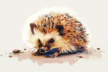 Canvas Print - A cute hedgehog enjoying a meal. Perfect for animal lovers