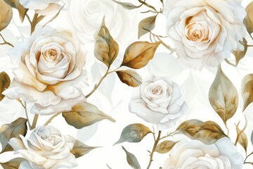 Poster - A painting of white roses suitable for various design projects