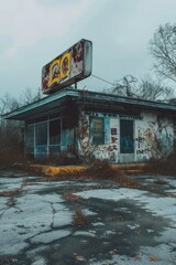 Poster - A building with a neon sign, suitable for urban concepts