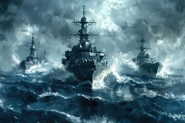 Wall Mural - stormy day on the ocean, suitable for weather-related projects