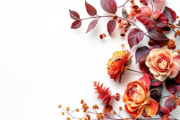 Poster - A bunch of flowers on a white surface. Suitable for various occasions