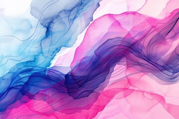 Poster - Abstract painting in blue and pink colors. Suitable for art and design projects
