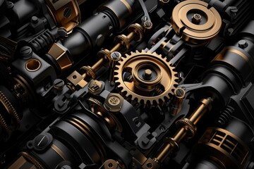 Aufkleber - A detailed close-up of a bunch of gears. Can be used for industrial concepts