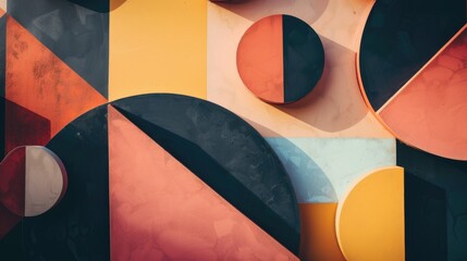 Poster - Colorful shapes arranged on a wall, perfect for interior design projects