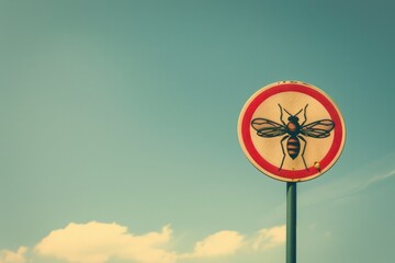 Aufkleber - A red and white sign with a bee illustration. Perfect for warning of bee presence