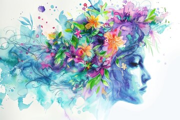 Poster - A beautiful painting of a woman with flowers in her hair. Perfect for art lovers and floral enthusiasts