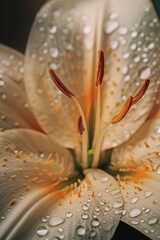 Poster - Detailed close up of a flower with water droplets, perfect for nature backgrounds