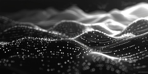 Poster - A black and white photo of a mountain covered in dots. Suitable for various design projects
