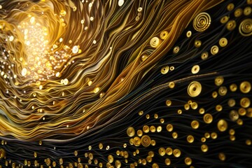 Poster - Abstract swirl of gold and black colors, perfect for artistic projects