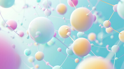 Poster - Abstract background with an interconnected network and color spheres 