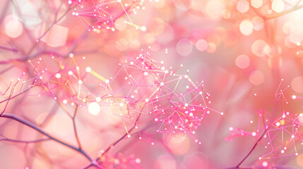 Poster - Abstract background with an interconnected network and color spheres 