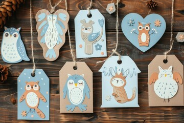 Poster - Colorful tags hanging on a string, perfect for organizing or labeling items