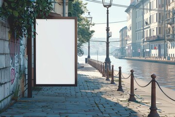 Aufkleber - A blank billboard on the side of a busy street. Ideal for advertising mockups