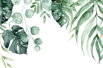 Poster - Vibrant watercolor painting of tropical plants and leaves, perfect for tropical-themed designs