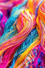 Canvas Print - Close up of vibrant colorful yarn bundle. Great for crafting projects