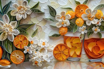 Poster - Close-up view of paper flowers in a decorative vase. Ideal for interior design concepts