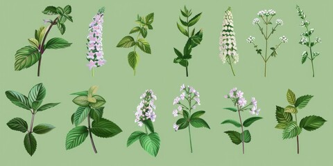 Poster - Colorful flowers on a vibrant green backdrop. Perfect for spring designs