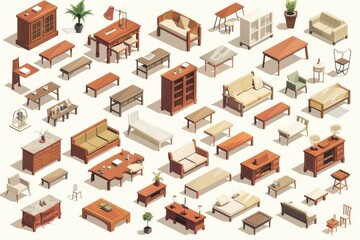 Poster - A collection of furniture in a cozy living room. Perfect for home decor websites